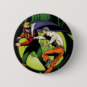 Grüne Laterne mit Kap im Kampf Button