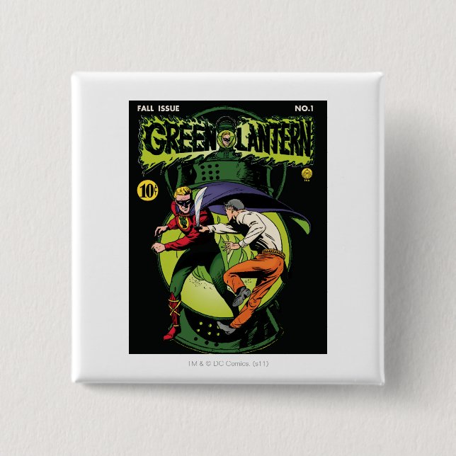 Grüne Laterne mit Kap im Kampf Button (Vorderseite)