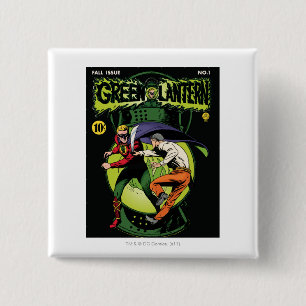 Grüne Laterne mit Kap im Kampf Button