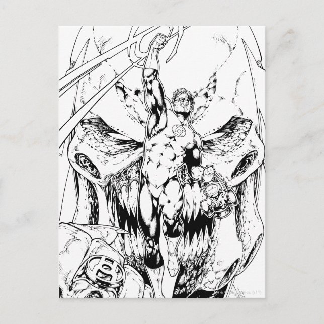 Grüne Laterne mit Lichtstrom Postkarte (Vorderseite)