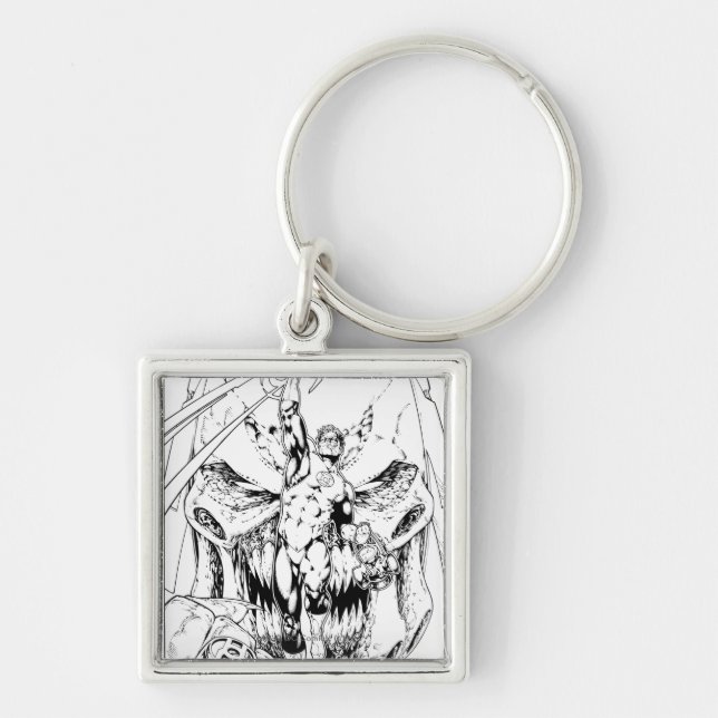 Grüne Laterne mit Lichtstrom Schlüsselanhänger (Vorne)