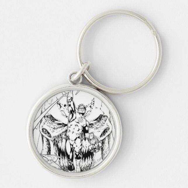 Grüne Laterne mit Lichtstrom Schlüsselanhänger (Vorne)