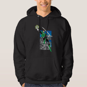 Grüne Laterne mit Stadt-Hintergrund Hoodie