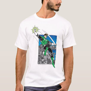Grüne Laterne mit Stadt-Hintergrund T-Shirt