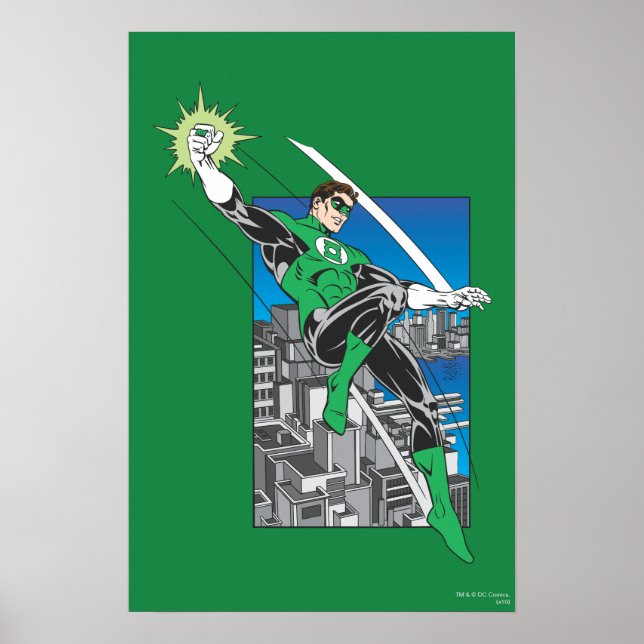 Grüne Laterne mit Stadtgeschichte Poster (Vorne)