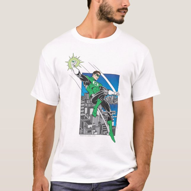 Grüne Laterne mit Stadtgeschichte T-Shirt (Vorderseite)