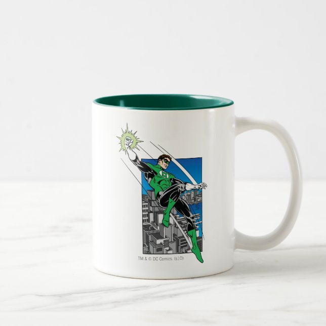 Grüne Laterne mit Stadtgeschichte Zweifarbige Tasse (Rechts)