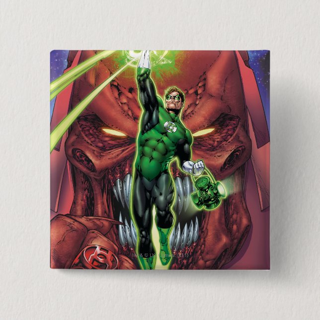 Grüne Laterne mit Strom des Lichtes - Farbe Button (Vorderseite)