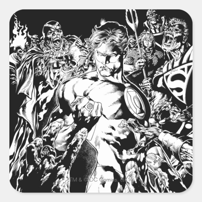 Grüne Laterne Quadratischer Aufkleber (Vorderseite)