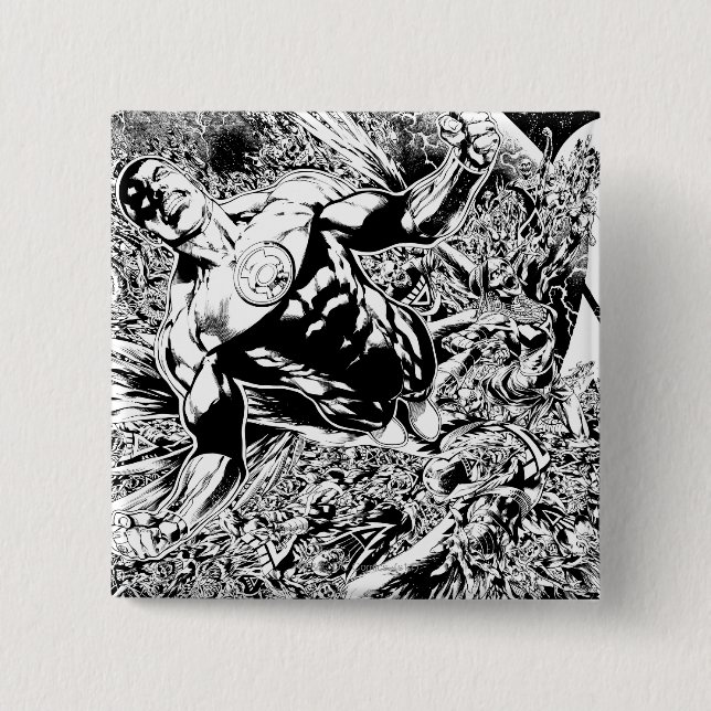 Grüne Laterne und der Mond - Schwarzweiss Button (Vorderseite)