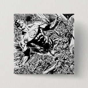 Grüne Laterne und der Mond - Schwarzweiss Button