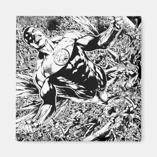 Grüne Laterne und der Mond - Schwarzweiss Magnet