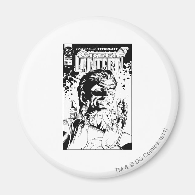 Grüne Laterne - Viele Ringe, schwarz und weiß Magnet (Vorne)