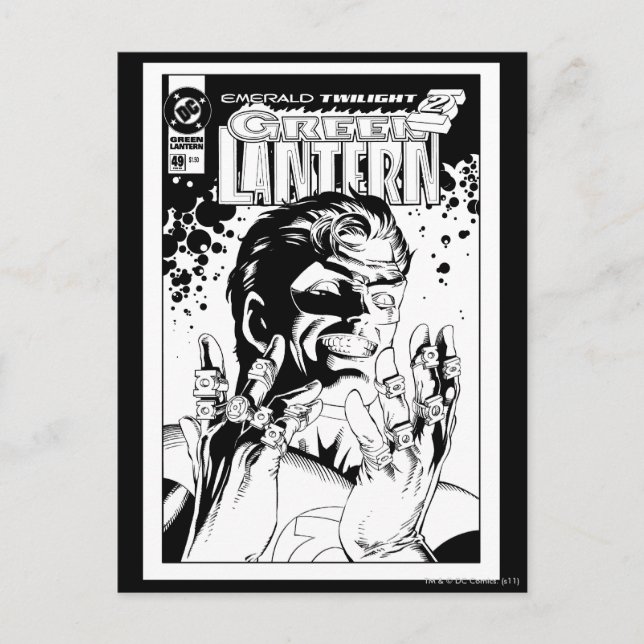 Grüne Laterne - Viele Ringe, schwarz und weiß Postkarte (Vorderseite)