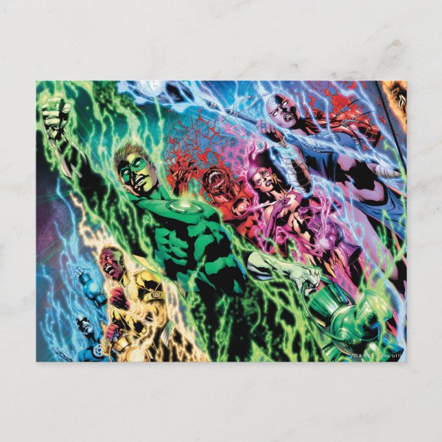 Grüne Laternengruppe - Farbe Postkarte (Vorderseite)