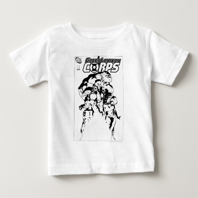 Grüne Laternenkorps, schwarz und weiß Baby T-shirt (Vorderseite)
