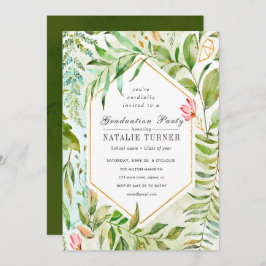 Grüne Laub-Abschluss-mit BlumenParty Einladung