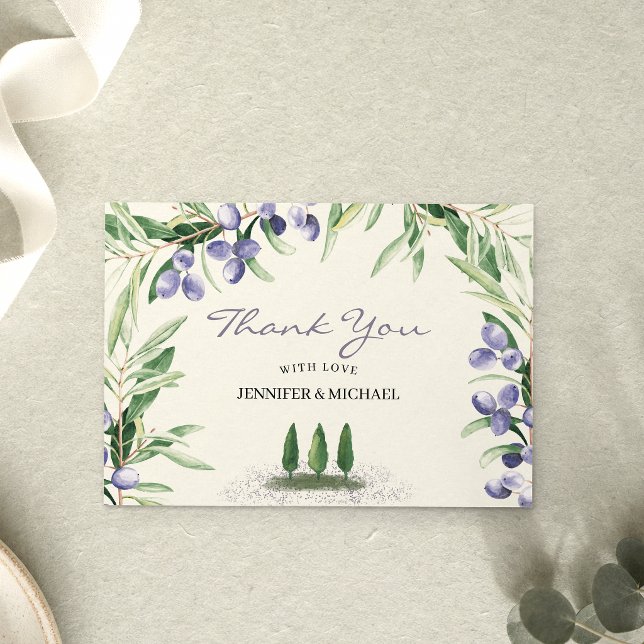 Grüne Lavendel-Rustikal-Hochzeit Dankeskarte (Von Creator hochgeladen)