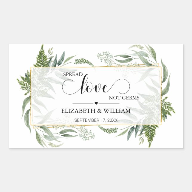 Grüne Leaf-Liebe nicht Germs Hand Sanitizer Rechteckiger Aufkleber (Vorderseite)