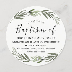 Grüne Leaf Wreath Boy Taufe Einladung