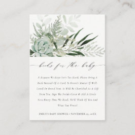 Grüne Leafy Fern Sukkulente Bücher für Babydusche Begleitkarte