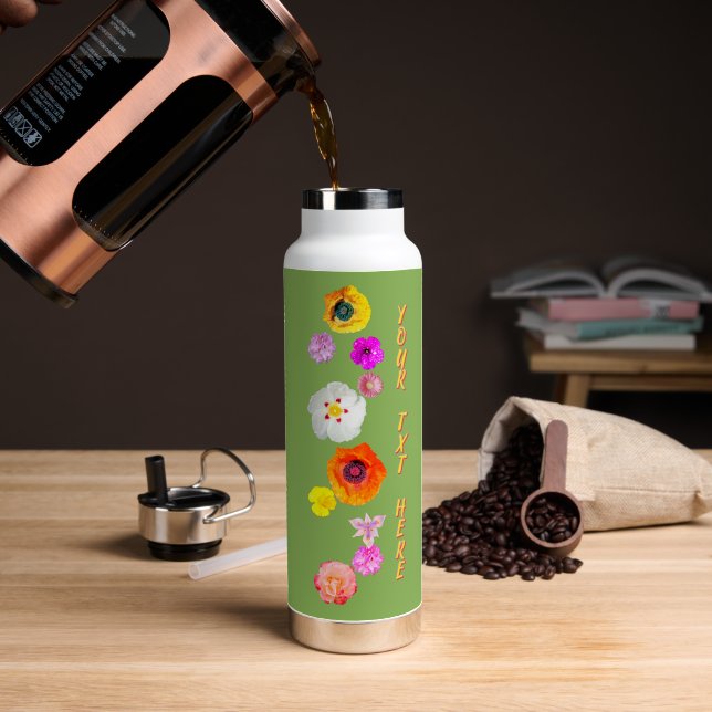 Grüne lebhafte Blumen-Mischung Wasserflasche  Trinkflasche (Kaffee (gedreht))