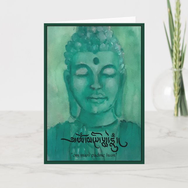 Grüne leere Gruß-Karte Buddhas Karte (Vorderseite)