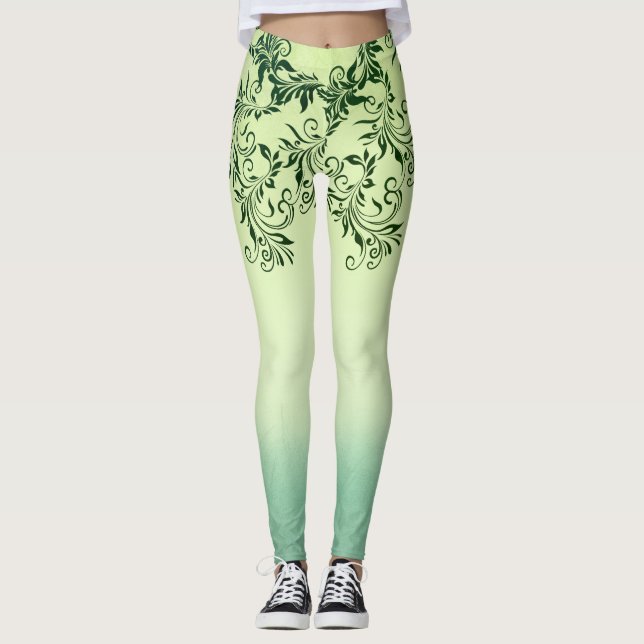 Grüne Leggings mit grüner Linde (Vorderseite)
