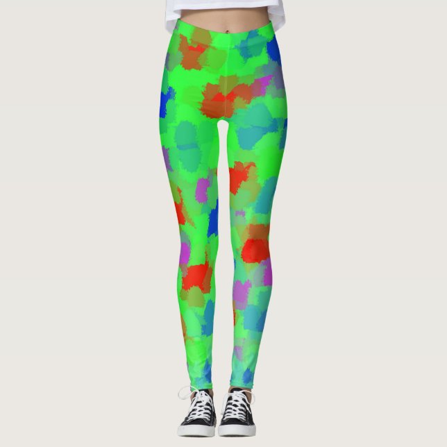 grüne Leggings modernes Trendmuster elegant (Vorderseite)