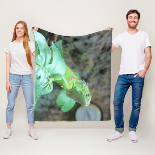 Grüne Leguane Fleecedecke