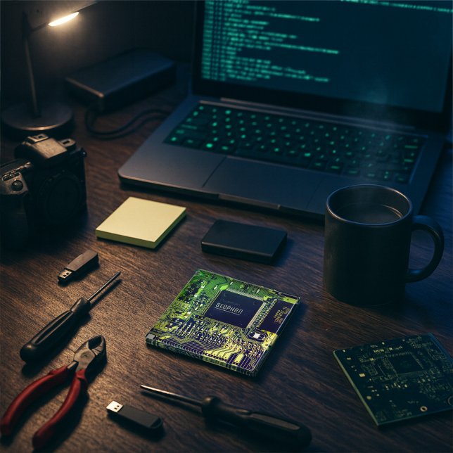 Grüne Leiterplatte ・ Geek electronic PCB Glasuntersetzer (Von Creator hochgeladen)