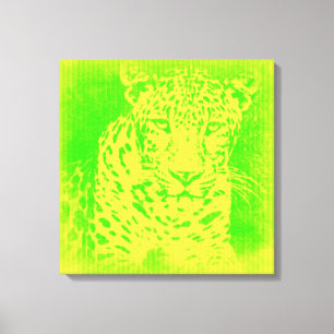 Grüne Leopard Vintag ummantelte Canvas Leinwanddruck