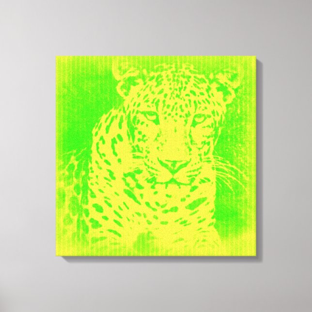 Grüne Leopard Vintag ummantelte Canvas Leinwanddruck (Vorderseite)