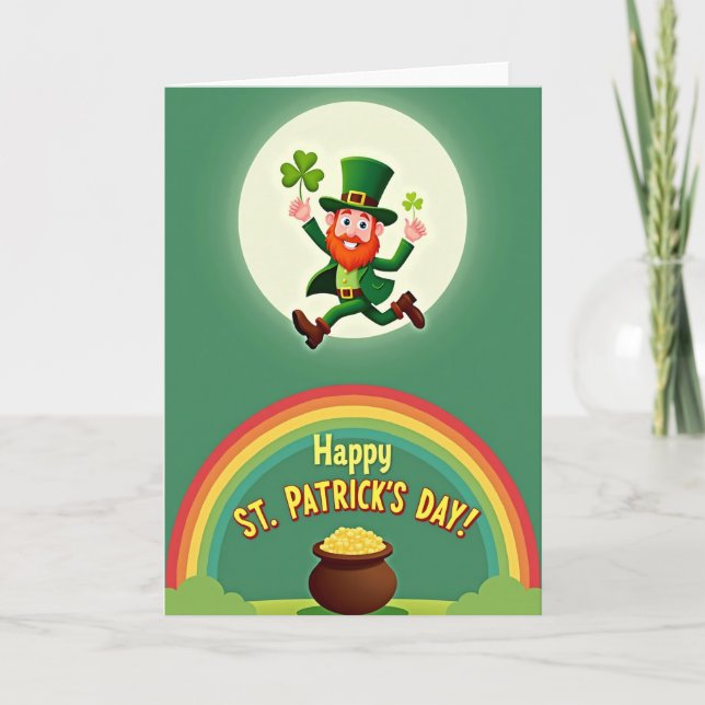 Grüne Leprechaun-Schablone Karte (Vorderseite)