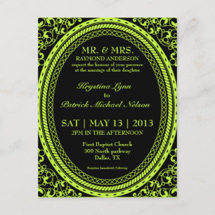 Grüne Leuchtstoff/Neonhochzeits-Einladungen Einladung