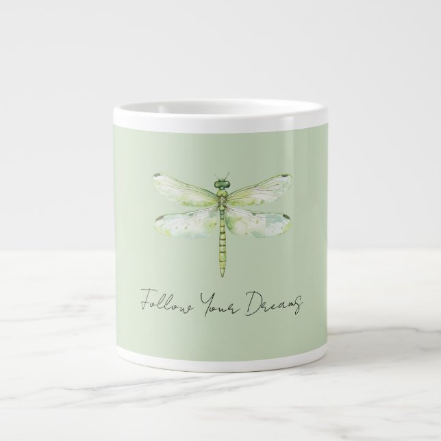 Grüne Libelle Jumbo-Tasse (Vorderseite)
