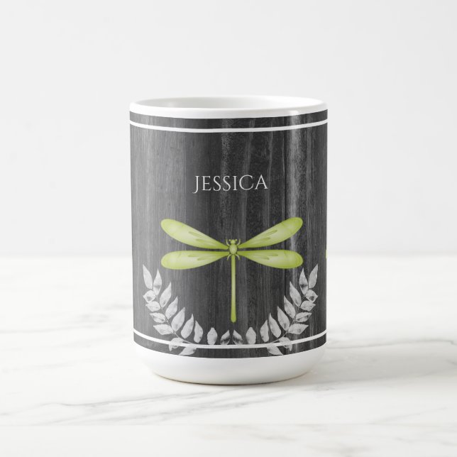 Grüne Libelle Rustikale Personalisierte Kaffee-Tas Kaffeetasse (Mittel)