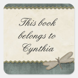 Grüne Libelle und Personalisierte Ribbon Quadratischer Aufkleber