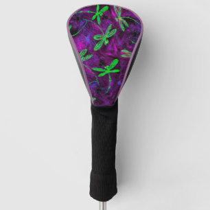 Grüne Libellen auf Lila Golf Headcover