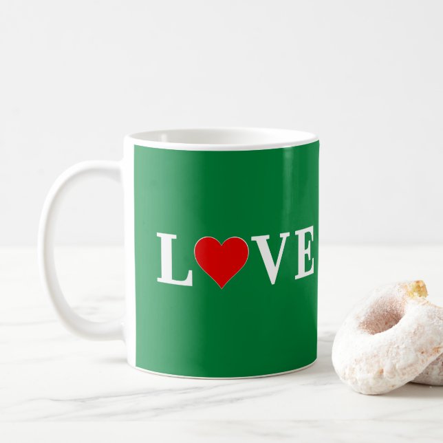 Grüne Liebe Herzlich Willkommen im Retro Kaffeetasse (Mit Donut)
