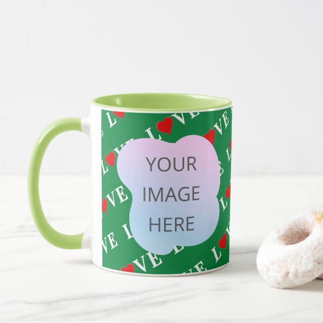 Grüne LIEBE Herzlich Willkommen im Retro Tasse (Mit Donut)