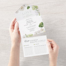 Grüne Liebe im blühenden Brautparty All In One Einladung