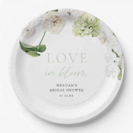 Grüne Liebe im blühenden Brautparty Pappteller