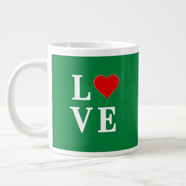 Grüne LIEBE und Herz Jumbo-Tasse (Links)