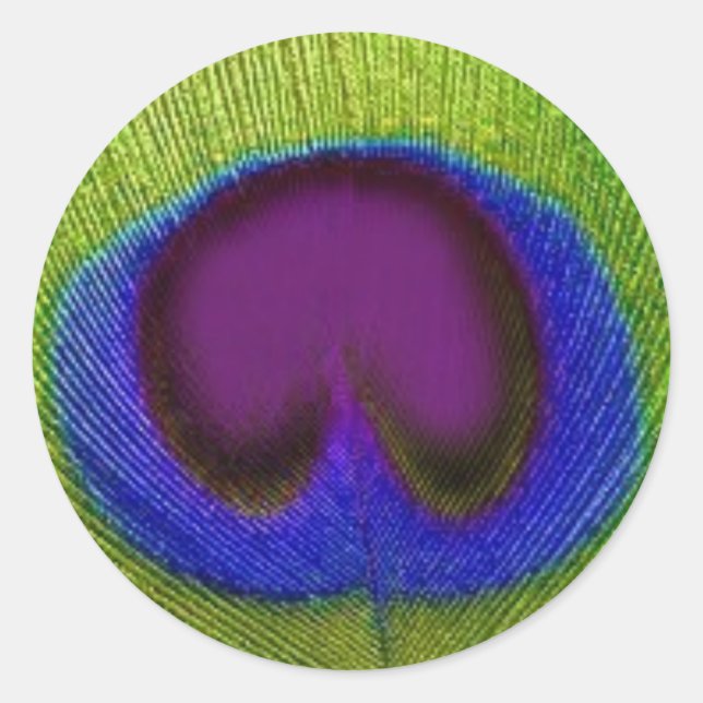 Grüne Lila blaue Pfauenfederkleber / Siegel Runder Aufkleber (Vorderseite)