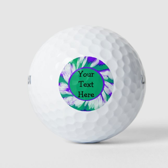 Grüne Lila Gefärbte Krawatte Swirl Golfball (Vorderseite)