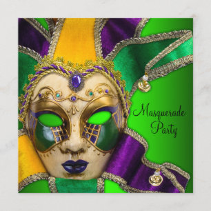 Grüne Lila Gold Maskenball Einladungen