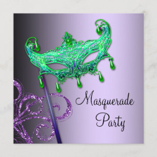 Grüne lila Maskenparty-Einladungen Einladung