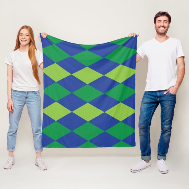 Grüne Limette Grüne Diamant-Schachbrettmuster Fleecedecke (Beispiel)