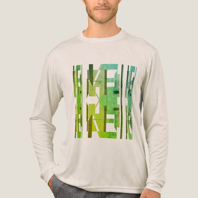 Grüne Limette Oliven gemusterte MCM-Optik abstrakt Tri-Blend Shirt (Vorderseite)